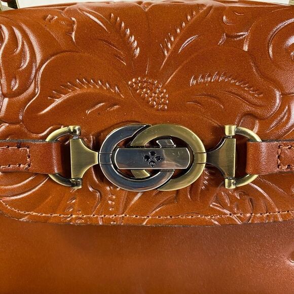 Patrica Nash NWT PORCILI top handle crossbody/ cognac color tooled Florance - Picture 3 of 8